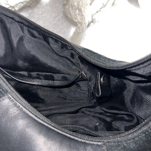 NWOT Etienne Aigner Black Leather & Suede Hobo Shoulder Bag Purse Y2K - Picture 9 of 11